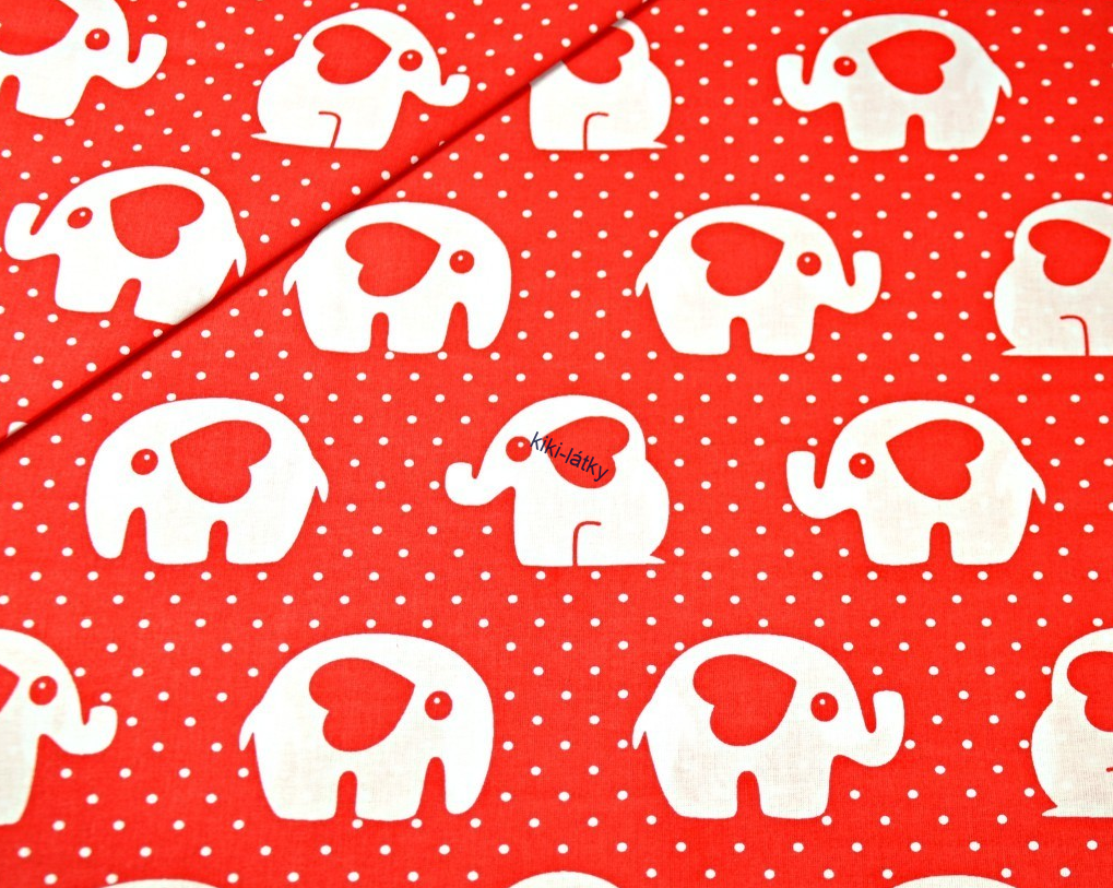 Sloni se srdíčkem na červené