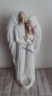 Andělský pár na svíčku bílý