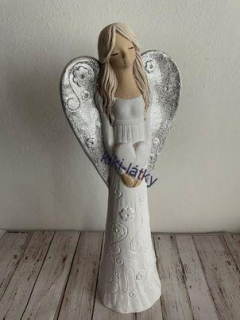 Andělka  Viki bílá s brokátovými křídly