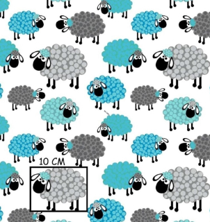 Ovce a ovečky tyrkysové,šedé na bílé